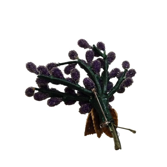 Antique Unusual Purple Sugared Wired Spray Brooch (A9016) - Picture 4 of 5